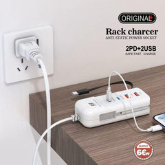 66W PD Fast Charging Wall USB Charger | 4 Port USB Hub Adapter with Type-C Cable & Socket Outlet
