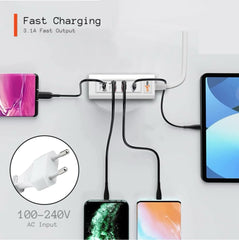 66W PD Fast Charging Wall USB Charger | 4 Port USB Hub Adapter with Type-C Cable & Socket Outlet