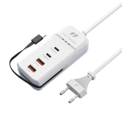 66W PD Fast Charging Wall USB Charger | 4 Port USB Hub Adapter with Type-C Cable & Socket Outlet